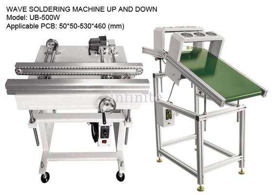 Transportador de linha de montagem de 530*460 mm 0,5 M/min, máquina de solda de onda de corrente de nylon